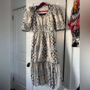 Sea New York Blue and White Patchwork Midi